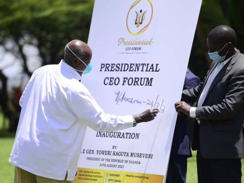 H.E President Yoweri Museveni inaugurating the Presidential CEO Forum (PCF) on 24th August 2021